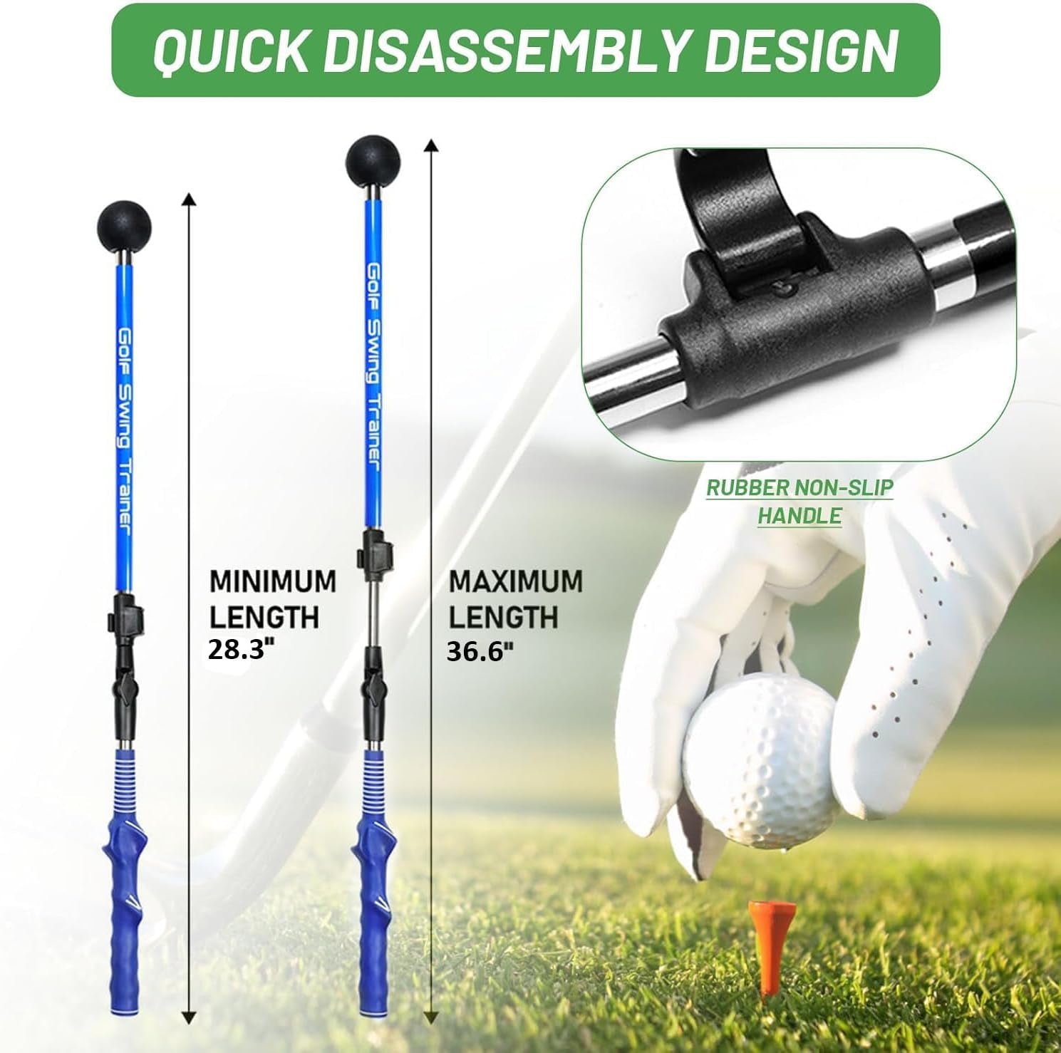 Golf Swing Trainer Foldable Trainging Aid for Golf, Training Equipment, Warm-Up Stick, Position Corrector, Golf Training Assistant, Black