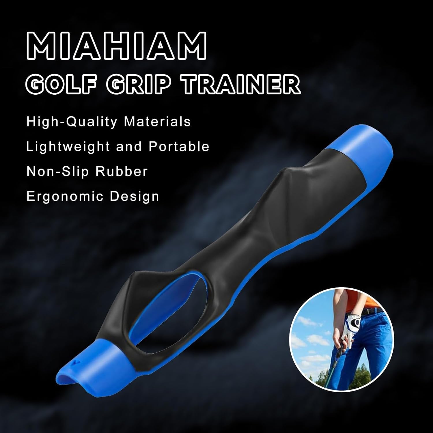 Golf Grip Trainer, Golf Club Grip Trainer Tool, Golf Swing Trainers Correct Left Right Hand Position Blue 1 Pack