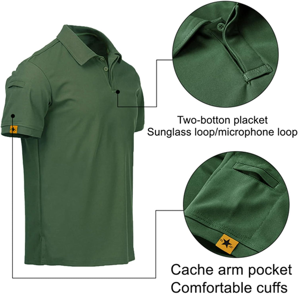 Mens Polo Shirts Quick-Dry Cool Short Sleeve Sports Casual Tennis Golf Shirt for Men