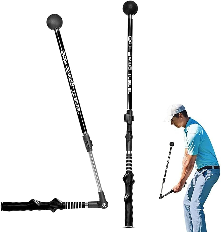 Golf Swing Trainer Foldable Trainging Aid for Golf, Training Equipment, Warm-Up Stick, Position Corrector, Golf Training Assistant, Black