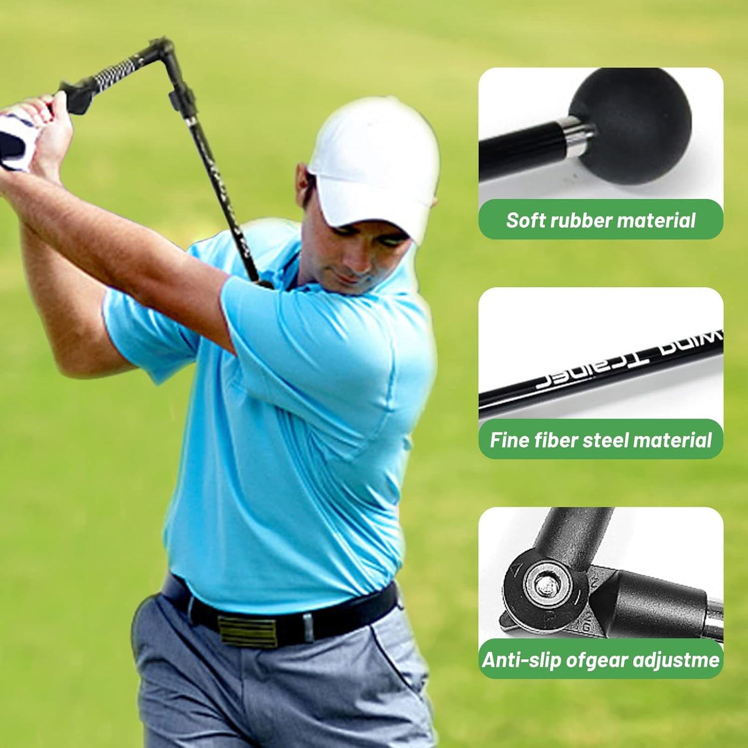 Golf Swing Trainer Foldable Trainging Aid for Golf, Training Equipment, Warm-Up Stick, Position Corrector, Golf Training Assistant, Black