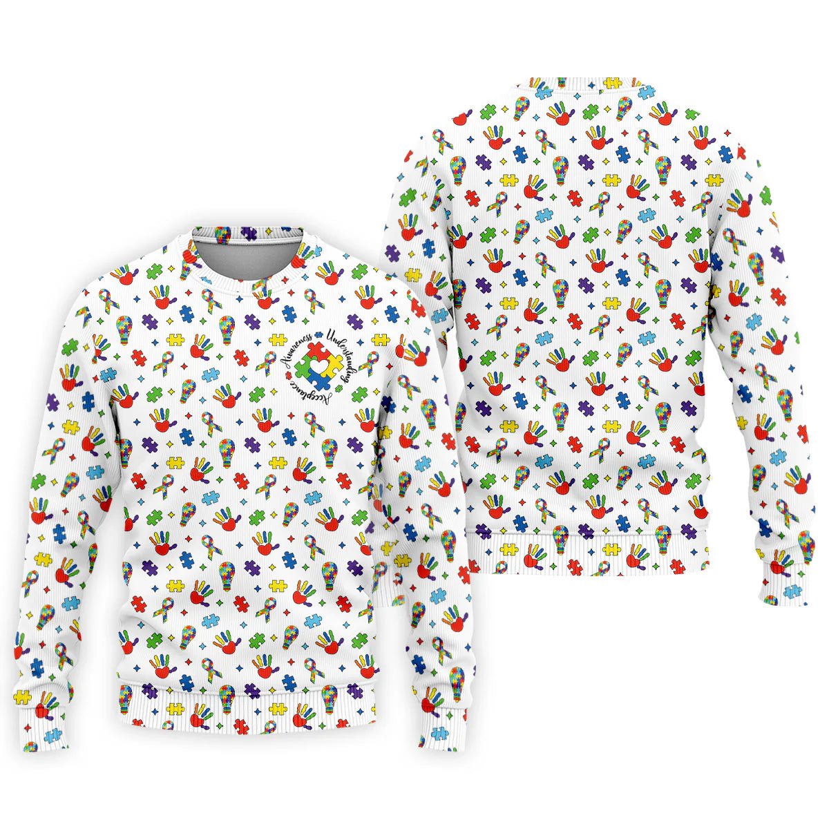 Awareness Understanding Acceptance Autism White Golf Shirt, Autism Awareness Colors Golf Shirts for Men