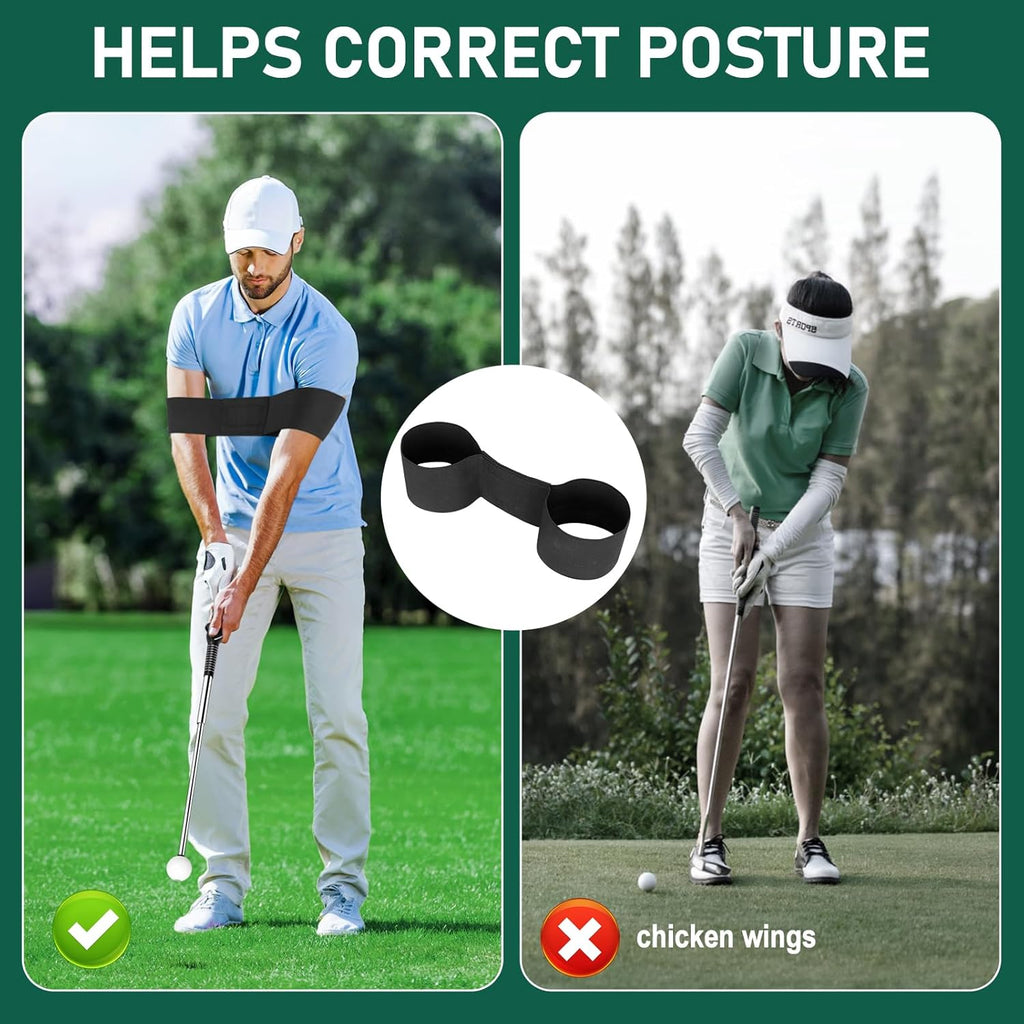 Retractable Golf Swing Trainer with Golf Swing Band-Telescopic Club Retractable Golf Swing Training Aid with Golf Grip Trainer/Tempo Stick Golf/Warm Up/Indoor Golf Practice