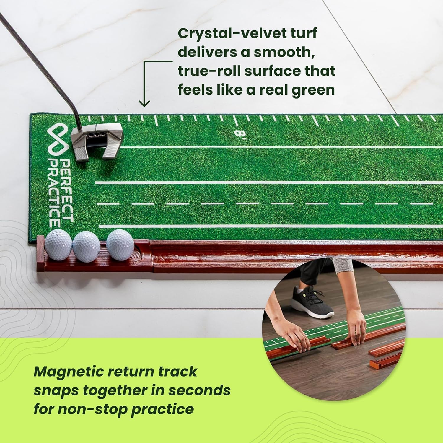 Putting Mat & Chipping Net, Indoor & Outdoor Putting Green, Chipping Mat for Home & Office, Premium Golf Training Aids for Putting Practice with Realistic Turf, Golf Gifts for Men