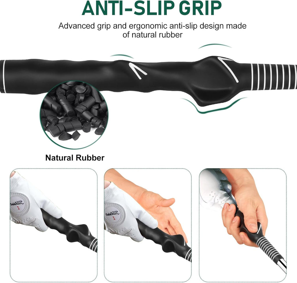 Retractable Golf Swing Trainer with Golf Swing Band-Telescopic Club Retractable Golf Swing Training Aid with Golf Grip Trainer/Tempo Stick Golf/Warm Up/Indoor Golf Practice