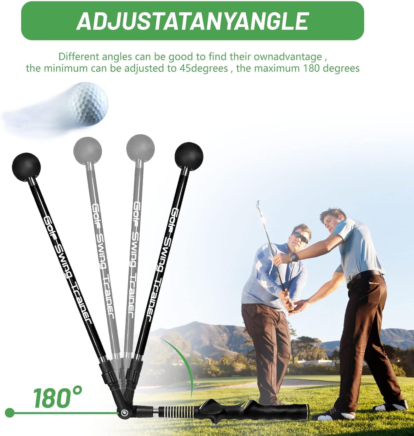 Golf Swing Trainer Foldable Trainging Aid for Golf, Training Equipment, Warm-Up Stick, Position Corrector, Golf Training Assistant, Black