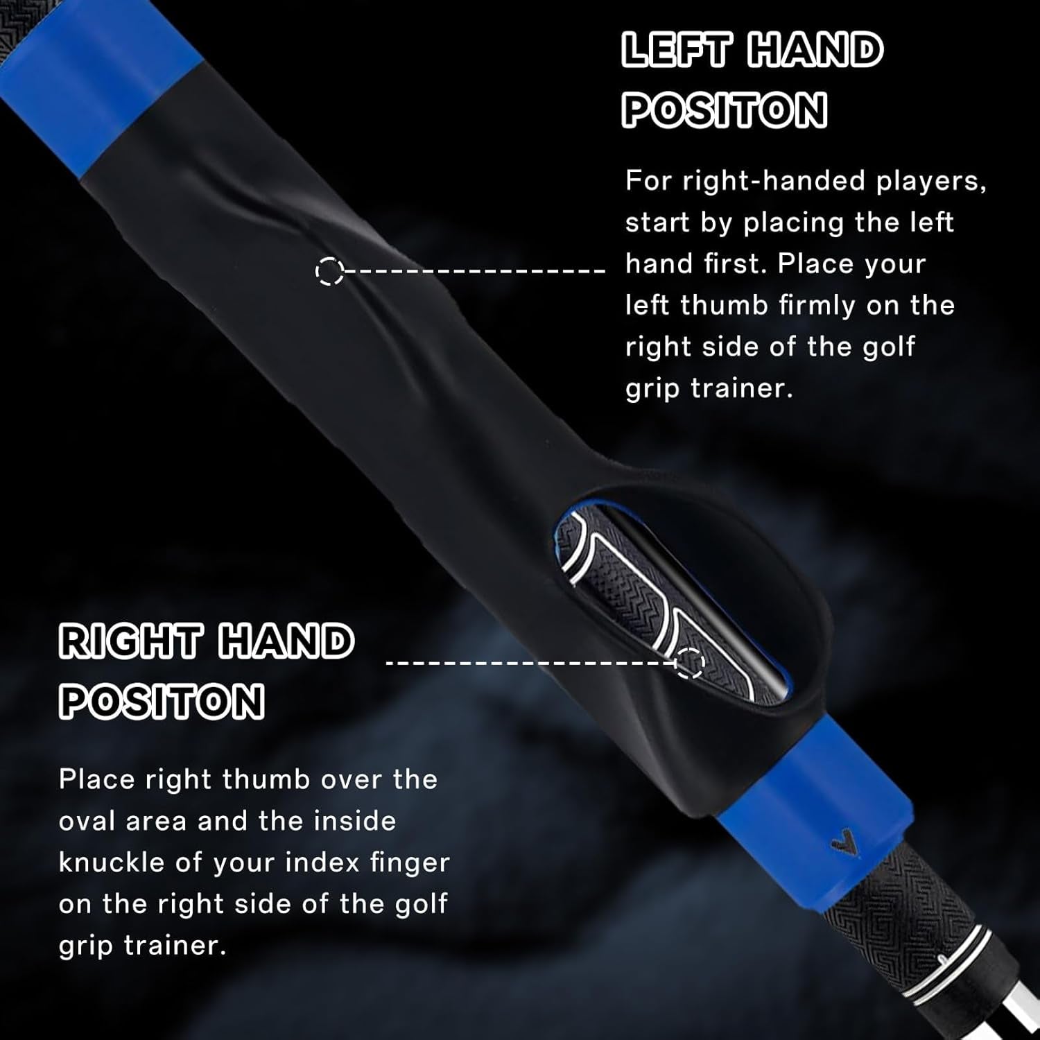 Golf Grip Trainer, Golf Club Grip Trainer Tool, Golf Swing Trainers Correct Left Right Hand Position Blue 1 Pack