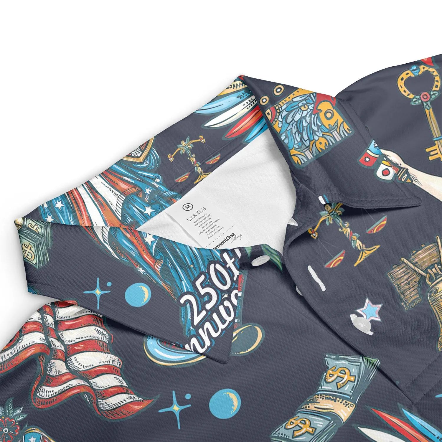 Patriotic USA Golf Polo Shirt, Men'S 250Th Anniversary Statue of Liberty Print
